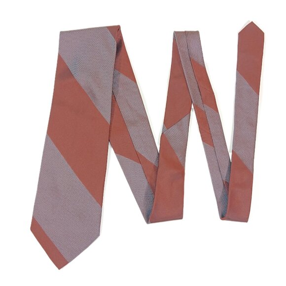 Calvin Klein Men’s Silk Tie Metallic Copper Blue Wide Striped 59" Designer New - Picture 2 of 4